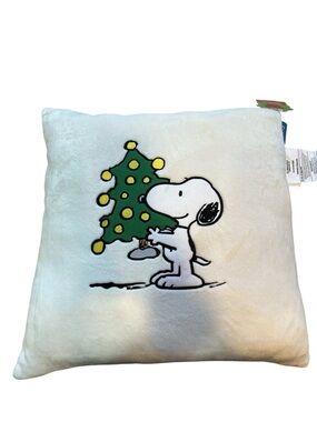 NWT‎ Peanuts Snoopy Christmas Tree Plush Throw Pillow 19x19 Berkshire Home Decor